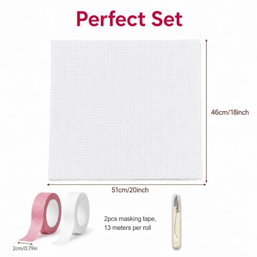 18 Mesh Needlepoint Canvas 100% Cotton,18 x 20 Inch White
