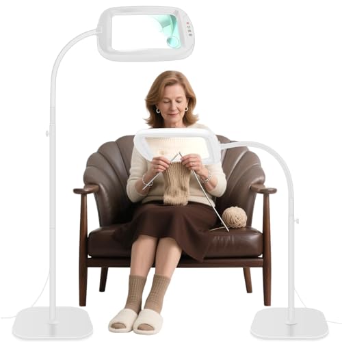 30X 10X Extra Large Floor Magnifying Glass with Light and Stand - color: White