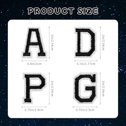 1 inch Black Iron on Letters Patches, Embroidery Fabric Letters Applique Patch for Clothing, Jackets, Jeans, Hats, Backpacks, Socks, 104pcs - color: Black, size: 1 inch
