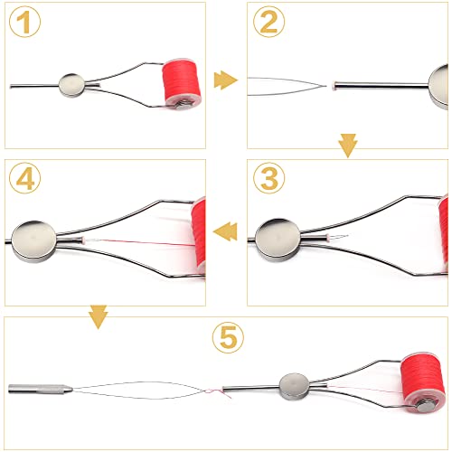 XFISHMAN Fly-Tying-Bobbin-Holder 2 Pack Fly Fishing Ceramic Bobbin with Bobbin Threader Holder Fly Tying Tools Set - color: Thumb Fit Ceramic Bobbin 2 Pack with 1 Bobbin Threade