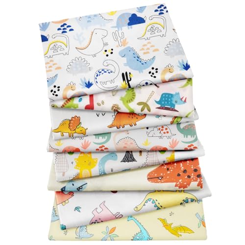 Aubliss 8pcs Fat Quarter Fabric Bundles 100% Cotton 20'' x 20'' - color: Dinosaur