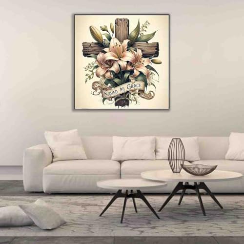 DYAIANGMU Flower Stamped Cross Stitch Kit for Adults 13.7x13.7 inches - color: red-84