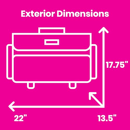 Everything Mary XL Rolling Sewing Machine Case – Grey & White Craft Bag with 4 Wheels – Collapsible Organizer Compatible with Brother, Singer & Most Sewing Machines - color: Grey & Pink