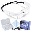 YOCTOSUN Magnifying Glass with Light, 0.75X-4.0X Magnifying Glasses, Head Magnifier Glasses with 3 LED Lights and 5 Lenses, Rechargeable Hands Free Headset Magnifier for Close Work Crafts Jewelry - color: White