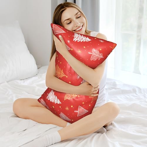 Satin Pillowcase for Hair and Skin White and Gold Xmas Tree Super Soft and Cooling Similar to Silk Pillow Case 1 Pack with Hidden Zipper Silky Soft Zippered Satin Pillowcase20 x30 - color: White and Gold Xmas Tree