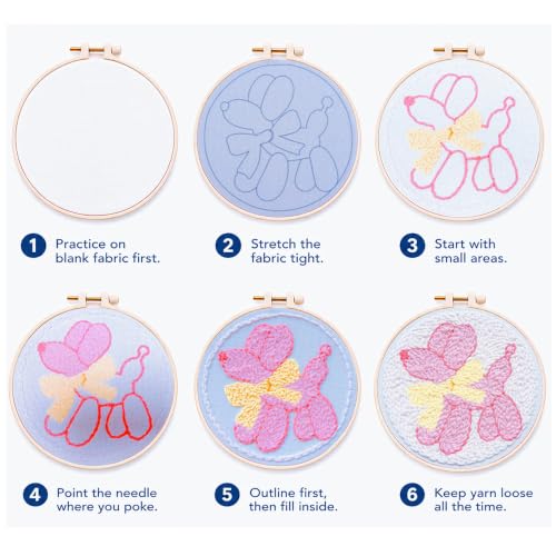 Pink Puppy Punch Needle kit for Beginners Adults, with Embroidery Hoop - color: Punch Needle kit-Cute Dog