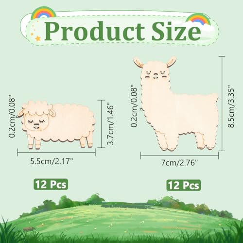 NBEADS 24 Pcs 2 Styles Wooden Animals Floss Bobbins, 2 Sizes Sheep and Alpaca Shaped Cross Stitch Bobbin Embroidery Thread Cards Winding Board for DIY Sewing Storage