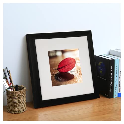 8x8 Photo Frame Gallery Picture frame with 5x5 mat,Freestanding and Wall Mountable,Black - color: Black, size: 8x8