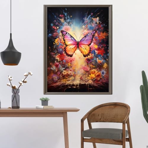 Leczany Cross Stitch Stamped Kit for Adults - Colorful Butterfly | DIY Embroidery Starter Patterns Craft Kit Needlepoint for Beginner | 11CT, 3 Strands | 13x16.9 inches - color: 11CT Stamped kits, Colorful Butterfly 13x16.9 inches