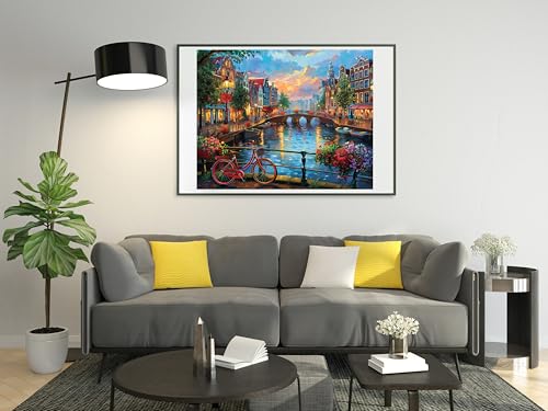Moohue 14ct Counted Stamped Cross Stitch Kits for Adults City Printed Cross Stitch Patterns Art Crafts Cross Stitch Supplies (Beautiful City) - color: Beautiful City
