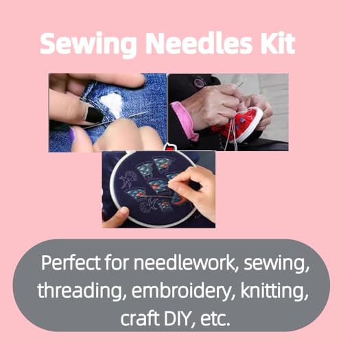 34 Pcs Big Eye Sewing Needles Kit 5 Size Stainless Steel Needles for Hand Sewing,Sewing Sharp Needles Embroidery Needles for Handmade Quilting DIY Sewing Fabrics (34)