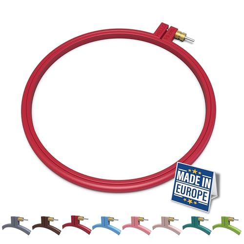 Maker Susan Plastic Embroidery Hoop, Hello Series Cross Stitch Hoops for Beginners, Punch Needle Hoop, Embroidery Frames for Sewing, Needlework, Embroidery Projects (Red, Medium 7.5" (19 cm)) - style: Red