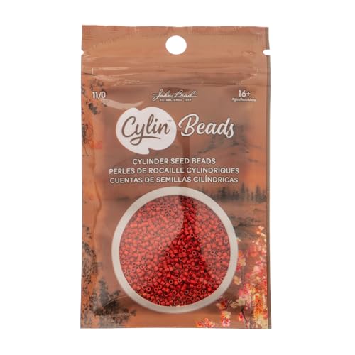 John Bead 25g Cylin Beads Red Matte 11/0 Glass Cylindrical Seed Beads for Jewelry Bracelets Necklaces Earrings Making Embroidery - color: Red Matte