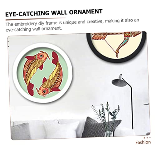 ARTIBETTER 7 Inch Round Embroidery Hoop Frame - White Photo Frame with Acrylic Cover, Wood Display for Cross Stittch Art, Needlepoint, & Wall Decor