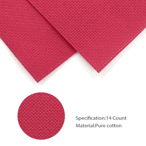 14CT Aida Cloth - 30x35 Inch Cross Stitch Fabric for Embroidery, Pre-Cut Needlework Material, Acid-Free, Durable Weave(Red) - color: Red