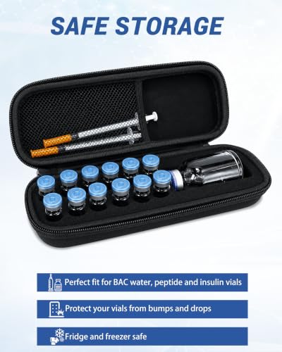 13 Slots Dual-Size 30ml & 3ml Peptide Case, Vial Holder, Vial Storage Case for Fridge and Travel, Fits Standard Vials (Case Only) - size: Dual 30ml & 3ml