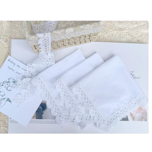 6 Pack of Ladies Embroidery Cotton Handkerchiefs Lace Wedding Hankies - color: B01-8853