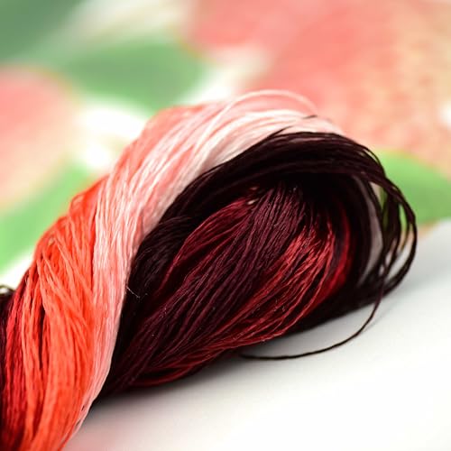 Natural Silk Thread – 13 Colors, 110m Each, Handmade Silk Embroidery Floss for Hand Embroidery, Cross-Stitch, and Needlework Projects - color: 03
