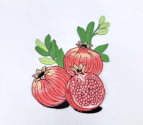 Embroidered Iron on Patches Applique, Pomegranate Embroidered - color: Pomegranate