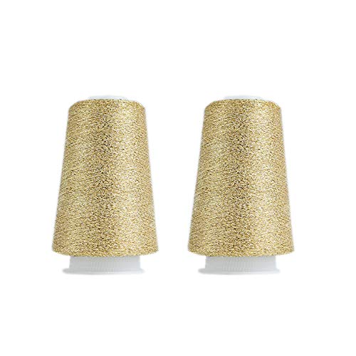 Truevalue 2 Balls Accessory Lurex Yarn, Shining Glitter Metallic Knitting-in Yarn, Sparkle Thread for Knitting and Crochet Sweater Shawl 5000 Yards (Gold Glitter) - color: Gold Glitter