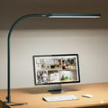 SKYLEO LED Desk Lamp - Desk Light for Home Office - Flexible Gooseneck - 5 Color Modes X 11 Brightness Levels - 1300LM - Timmer & Memory Function - 12W Clip on Light - Green - style: Green gooseneck