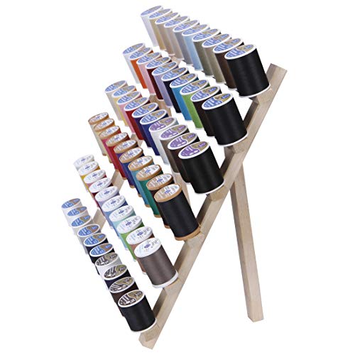 Dritz Wooden Thread Rack – Holds 60 Spools – Wall-Mount or Free-Standing with Pull-Out Legs – Wood Organizer for Sewing, Quilting, & Hair Braiding, 1 Count (Pack of 4) - size: 1 Count (Pack of 4)