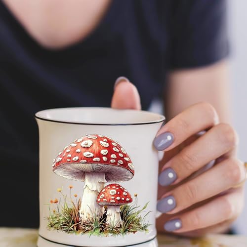 GLOBLELAND 18 Sheets Retro Mushrooms Transfer Stickers 3.9x3.6inch Plants Colorful Transfer Decal Rub on Transfer for Cup Decal Vase Glass Art Crafts Decorations - style: Mushrooms