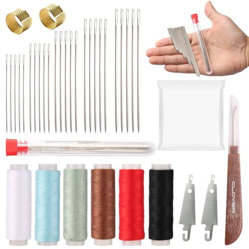 Losaria 38 Pcs Sewing Kit for Adults, Steel Needles for Hand Sewing Kit - color: White