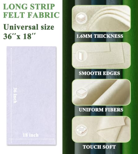 White Felt Fabric 36" X 18" 1.6mm Thick Soft Half Square Felt Sheet - color: White, size: 36'' x 18''