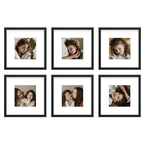 An&He 10x10 Picture Frames Set of 6, Displays 6x6 with Mat or 10x10 Without Mat Photos, Square Collage Wall Decor for Gallery, Wall Decor, Black - color: Black-6, size: 10x10