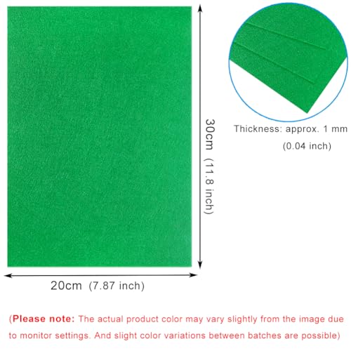 10 Green Felt Fabric Sheets,7.87 x 11.8 inch (20 x 30cm) A4 Stiff Felt Squares 1 mm Thick, Great for DIY Craft, Sewing Projects, Nonwoven Patchwork, Decoration - color: Green