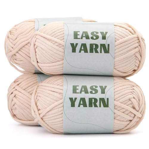 UzecPk 4 * 50g/1.76oz Crochet Yarn, 4 * 87yds Beige Beginner Crochet Yarn - color: Beige