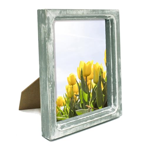CVHOMEDECO. 6x8 Picture Frame Made of Solid Wood High Definition Glass Rustic Vintage Designs Small Photo Frame for Tabletop Display and Wall Mounting, Distress Grey - color: Distress Grey A, size: 6" X 8"