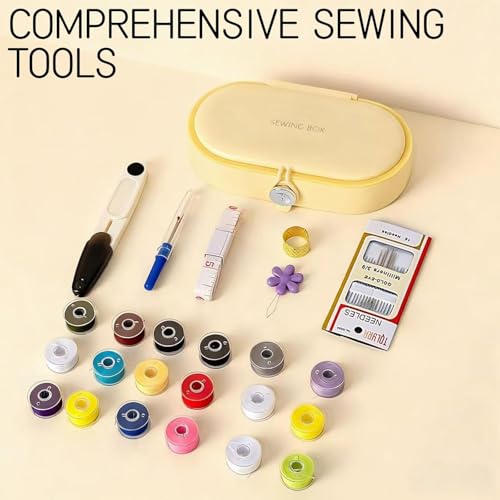 FKOG Yellow Sewing Project Kit, 135 Pcs Family Sewing Supplies Repair Kit Traveler Sewing Kit Sewing Thread Accessories DIY Sewing Supplies Organizer (Yellow) - style: Yellow