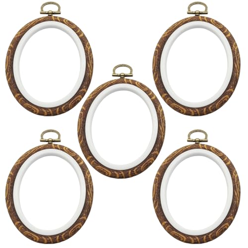 Bonsicoky Oval Embroidery Hoops, 5 Inch, 5 Pack