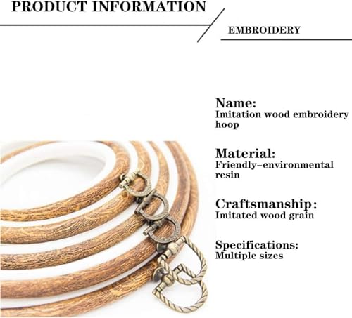 guofa 5 Pieces 4 inch Round Imitated Wood Embroidery Hoops, Rubber Plastic Material, for Display, Cross Stitch Embroidery, Wall Decorations