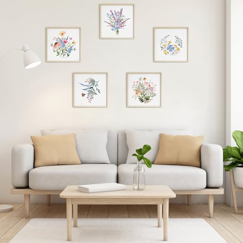 ERKOON Embroidery Kit for Beginners, 5 Sets Flower Cross Stitch Set for Adults Include Embroidery Cloth Hoops Threads for Craft Lover Hand Stitch with Skill Techniques (Flower) - color: Flower
