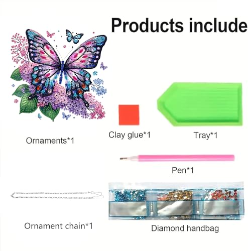 STGLCR Butterfly Diamond Art Hanging Kit for Adult,Special Shaped DIY Acrylic 5D Flowers Diamond Art Painting Window Pendants Home Garden Wall Hanging Kits Hanging Ornament 7.8inch Purple Foral - color: 92-Butterfly Flower purple