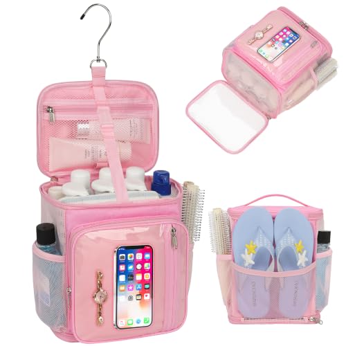 CUBETASTIC Mesh Shower Caddy Bag Portable - Large Capacity Shower Bag with Waterproof Phone Pocket & Sturdy Hook, Dorm Shower Caddy for Travel, Gym, College Essentials for Women & Men (Pink, M) - color: Pink
