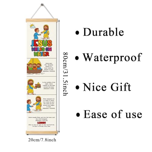 Jesus Walks on Water Banner, Church Banner, Christian Rustic Hanging Door Flag, Farmhouse Decorations Outdoor Indoor, Church Activity Decor, Bible Lesson, Scripture and Words Decorations - color: Style 42