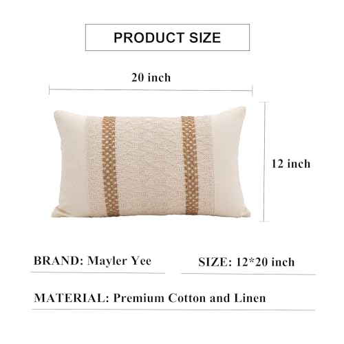 Lumbar Throw Pillow Covers Set of 1 (Beige, 12x20 Inch) - color: Double Striped, size: 20" x 12" (Pack of 1)