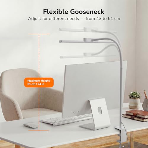 Lepro Desk Lamp with Clamp, Led Clip on Desk Lights for Home Office, White - color: White