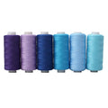 Cotton Thread Set - 6 Colors, 400 Yards Per Spool, Polyester, Multi - color: Blue Series