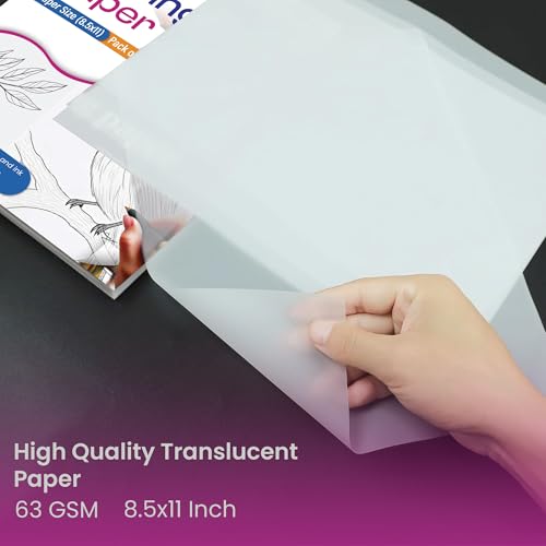 Tracing Paper 8.5x11 in, 100 Sheets, Transparent Sketch Paper 63gsm - size: 8.5" x 11" (100 Sheet)
