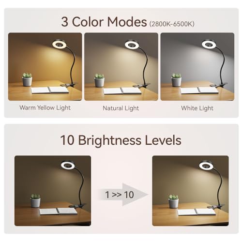 LED Desk Lamp Table Lamp with USB Charging Port (2 Pack Clip Lamp) - style: 2 Pack Clip Lamp