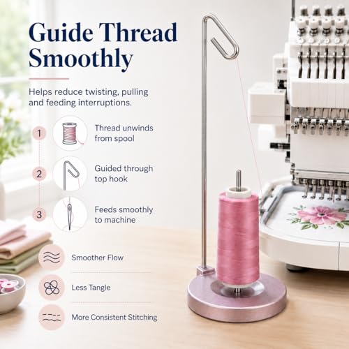 Simthread Metal Thread Spool Holder Stand for Sewing Embroidery Pink - color: Pink