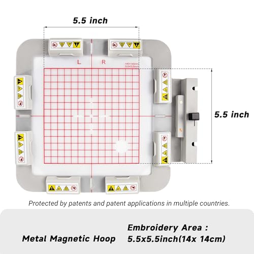 Brewland Magnetic Embroidery Hoop for Janome MC550E MC500E 5.5x5.5in - size: 5.5"x5.5"(140x140mm)-JA414MK