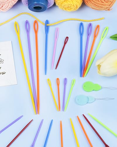 FIVEIZERO 40PCS Plastic Needles, Yarn Needle, 4 Sizes Plastic Sewing Needle