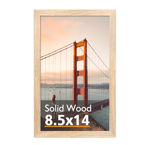 KINLINK 8.5x14 Picture Frame, Natural Solid Wood Frame with Acrylic Plexiglass for Pictures 8.5x14 without Mat, Tabletop and Wall Mounting Display Photo Frame 1 Pack - color: Natural, size: 8.5x14