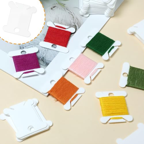 200 Pcs Embroidery Floss Bobbins, Cross Stitch Thread Storage Set, White Sewing Machine Bobbin, Plastic Thread Holder Sewing Storage for DIY Craft Cotton Thread Sewing Storage